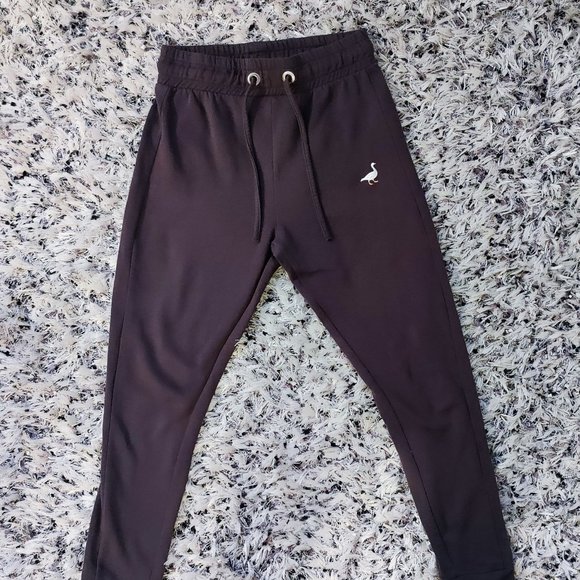 Embroidered Charcoal Grey Fitted Goose Joggers - Picture 2 of 7
